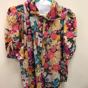 Maeve colorful floral blouse with collar size US 2